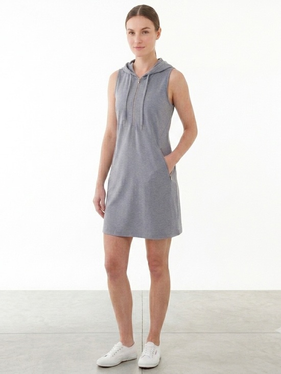 Calvin Klein Other - Calvin Klein Sport Dress M Sleeveless Zip Up Hooded Tennis Athletic Preppy Grey